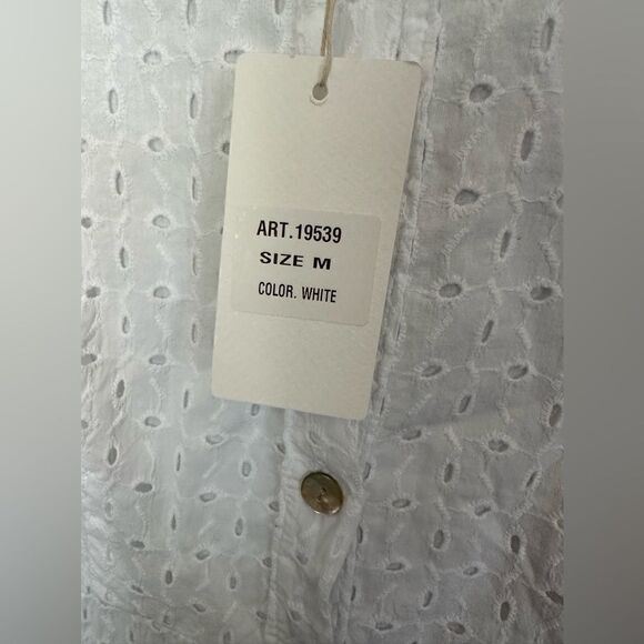 Valentina Naldi | Sleeveless Eyelet Button-Front Cotton Cocktail Shirtdress | M - Picture 4 of 14